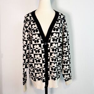Forever 21 | Daisy Black and White Cardigan | Sz S Baggy